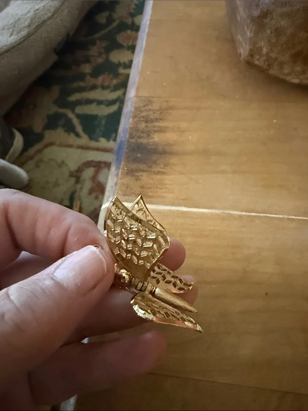 RARE Vintage Coro Articulated Mechanical Butterfly Brooch Signed Movable wings